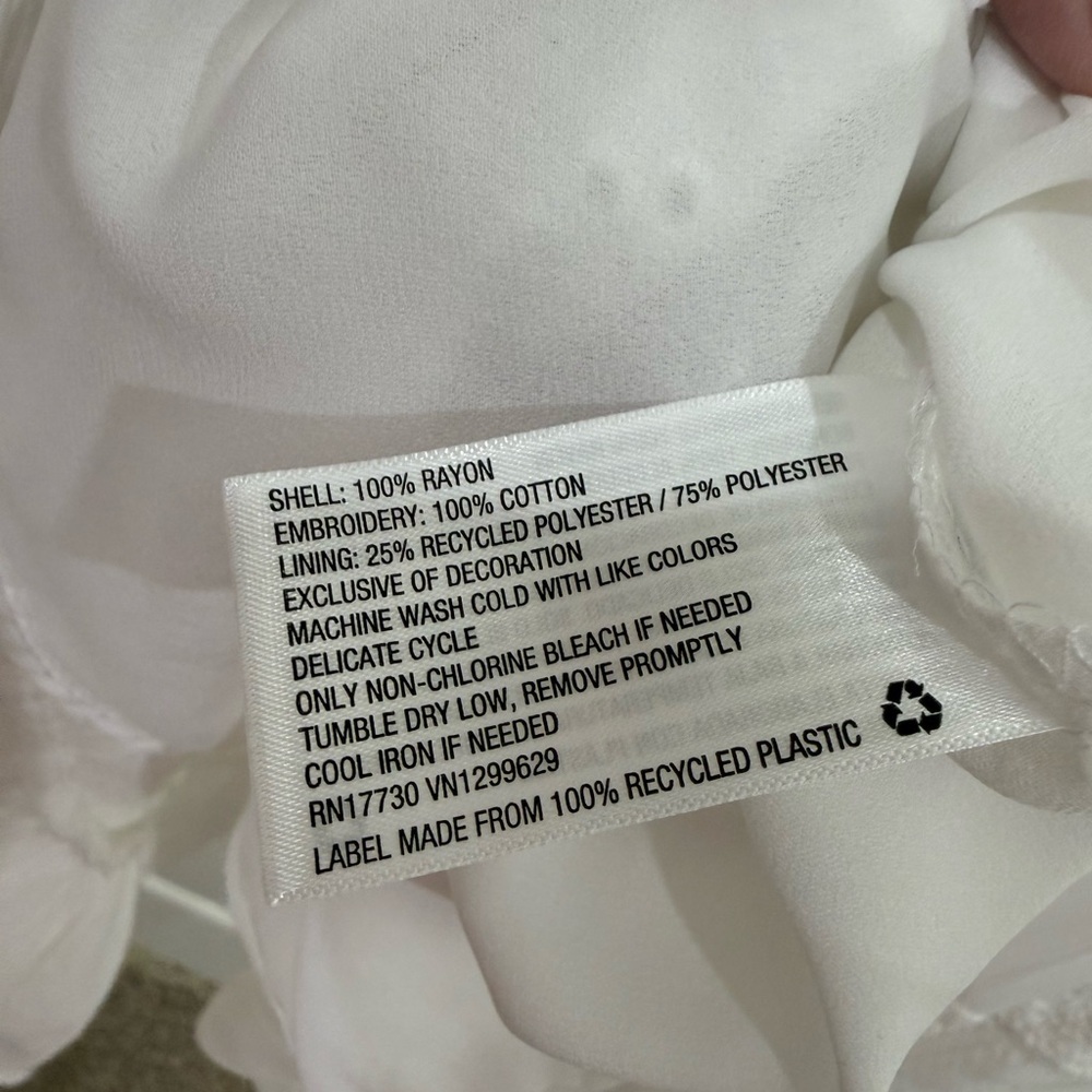 Knox Rose Eyelet Tiered White Midi Dress Drawstring Waist Large - Picture 3 of 8